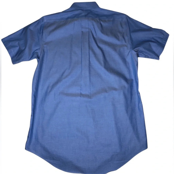 Lands’ End French Blue Short Sleeve No Iron Pinpoint Oxford Traditional Fit Tall - Picture 7 of 12
